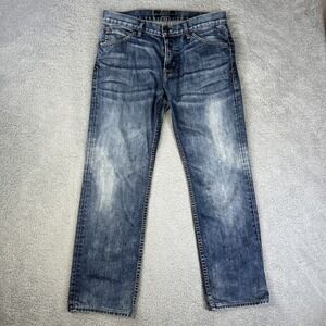 Hudson‎ Jeans Mens 36x30 Blue Denim Pants Button Fly Flap Pockets Straight Leg